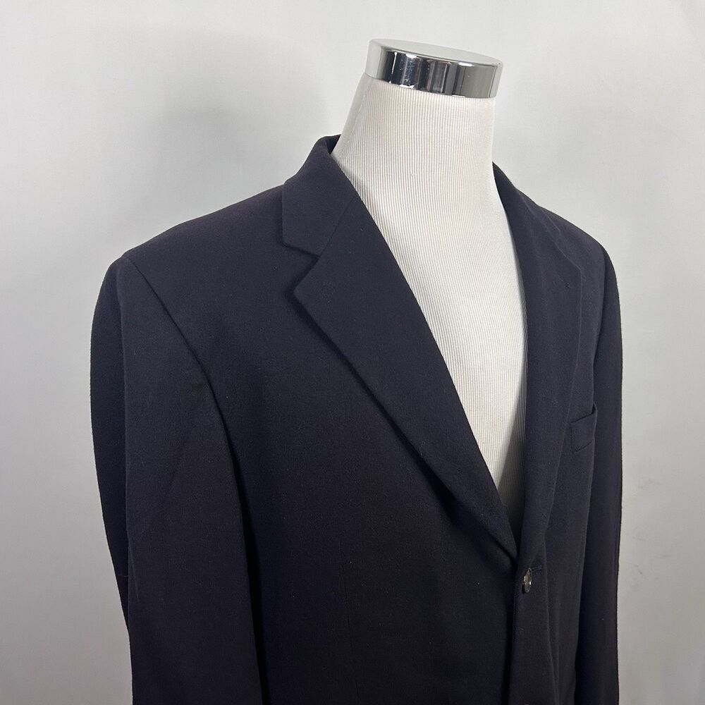 Metropolitan View 44L Sport Coat 100% Cashmere Navy Blue Three Button Lined